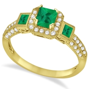 Emerald and Diamond Engagement Ring in 14k Yellow Gold 1.35ctw - All