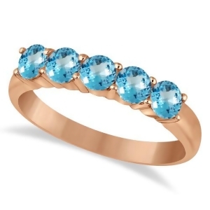 Five Stone Blue Topaz Ring 14k Rose Gold 1.60ctw - All