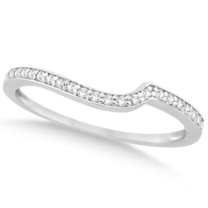 Pave Contour Band Diamond Wedding Ring 18k White Gold 0.12ct - All