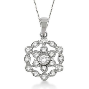 Snowflake Diamond Pendant Necklace 14k White Gold 0.25ct - All