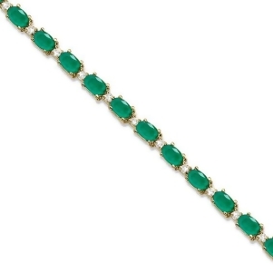 Emerald and Diamond Tennis Bracelet 14k Yellow Gold 12.00ct - All