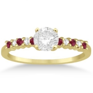 Petite Diamond and Ruby Engagement Ring 18k Yellow Gold 0.15ct - All