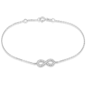 Diamond Sideways Mini Infinity Bracelet in 14k White Gold 0.15ct - All