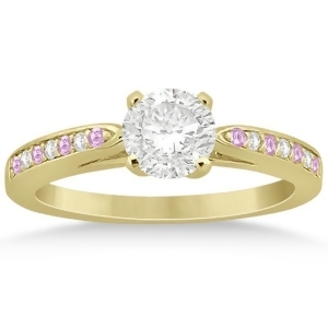 Cathedral Pink Sapphire Diamond Engagement Ring 14k Yellow Gold 0.26ct - All