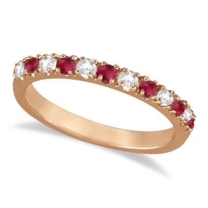 Diamond and Ruby Band Anniversary Ring Guard 14K Rose Gold 0.37ct - All