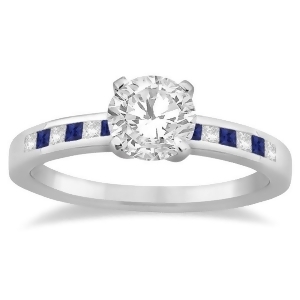 Princess Diamond and Blue Sapphire Engagement Ring Palladium 0.20ct - All