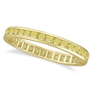 Channel Set Yellow Canary Diamond Eternity Ring 14k Yellow Gold 1.00ct - All