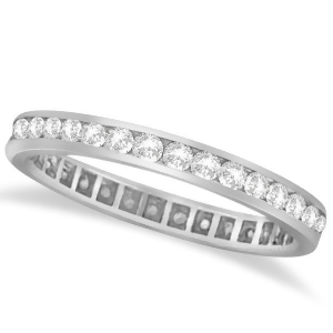 Channel Set Diamond Eternity Ring Band 14k White Gold 1.00 ct - All