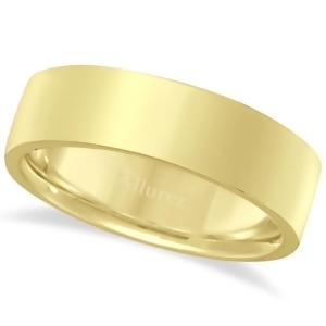 14K Yellow Gold Plain Wedding Band Flat Comfort-Fit Plain Ring 6 mm - All