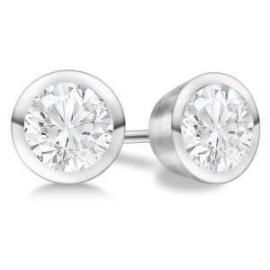 1.00Ct. Bezel Set Diamond Stud Earrings 14kt White Gold H-i Si2-si3 - All