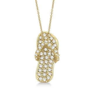 Diamond Flip Flop Pendant Necklace 14k Yellow Gold 0.50ct - All