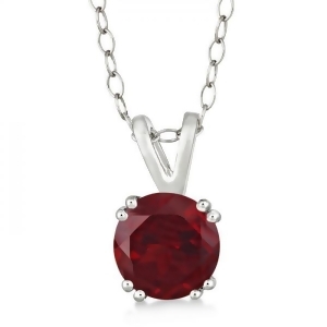Round Garnet Solitaire Pendant Necklace Sterling Silver 1.60ct - All