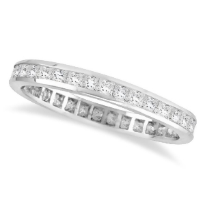 Princess-cut Diamond Eternity Ring Band 14k White Gold 1.16ct - All