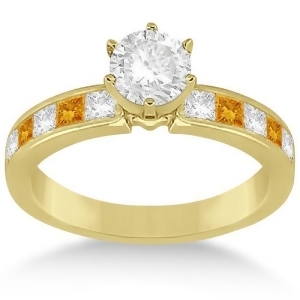 Channel Citrine and Diamond Engagement Ring 14k Yellow Gold 0.60ct - All
