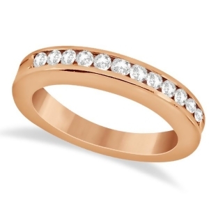Classic Channel Set Diamond Wedding Band 18K Rose Gold 0.42ct - All