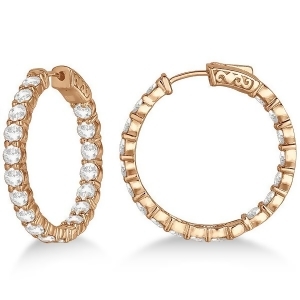 Prong-set Medium Diamond Hoop Earrings 14k Rose Gold 5.54ct - All