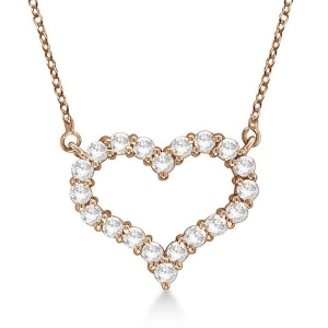 Open Heart Diamond Pendant Necklace 14k Rose Gold 0.50ct - All