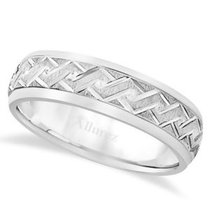 Men's Fancy Carved Comfort-Fit Wedding Band in Palladium 5mm - All