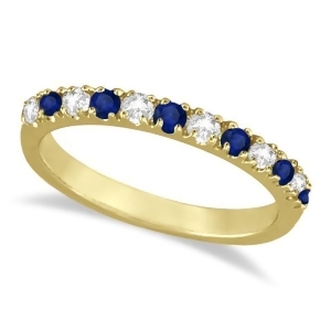 Diamond and Blue Sapphire Ring Anniversary Band 14k Yellow Gold 0.32ct - All