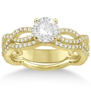 Infinity Diamond Engagement Ring with Band 18k Yellow Gold 0.65ct - All