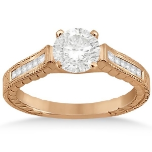 Princess Channel Set Diamond Engagement Ring 18k Rose Gold 0.17ct - All