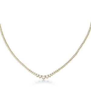 Graduated Eternity Diamond Tennis Necklace 18k Yellow Gold 5.25ct - All