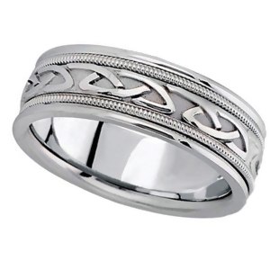 Hand Made Celtic Wedding Ring Band in Palladium 6mm - All