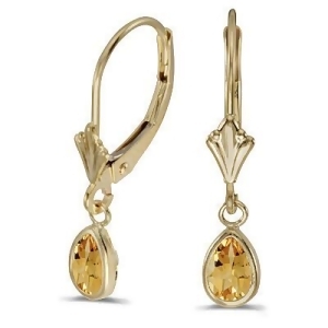 Bezel-set Pear Citrine Dangling Drop Earrings 14K Yellow Gold 0.70ct - All