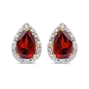 Pear Ruby and Diamond Stud Earrings 14k Yellow Gold 1.50ct - All