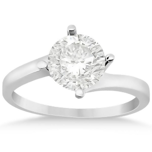 Curved Four-Prong Bypass Solitaire Engagement Ring Palladium - All