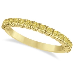 Half-eternity Pave Yellow Diamond Stacking Ring 14k Yellow Gold 0.75ct - All