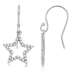 Dangle Diamond Star Earrings 14k White Gold 0.34ct - All