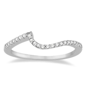 Petite Contour Diamond Wedding Band Swirl Ring 14k White Gold 0.12ct - All