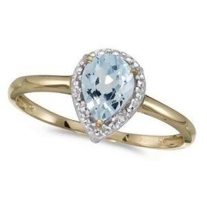 Pear Shape Aquamarine and Diamond Cocktail Ring 14k Yellow Gold - All