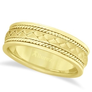 Men's Matt Finish Braided Handmade Wedding Ring 14k Yellow Gold 7mm - All