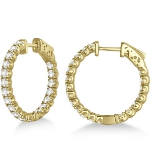 Small Fancy Round Diamond Hoop Earrings 14k Yellow Gold 2.75ct - All