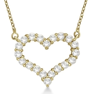 Open Heart Diamond Pendant Necklace 14k Yellow Gold 3.10ct - All