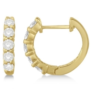 Hinged Hoop Diamond Huggie Style Earrings in 14k Yellow Gold 0.75ct - All