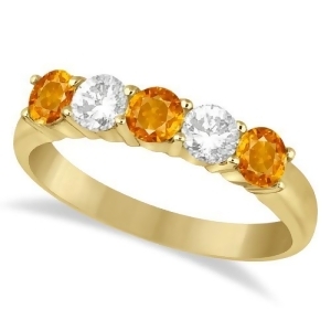 Five Stone Diamond and Citrine Ring 14k Yellow Gold 1.36ctw - All