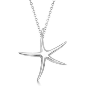 Thin Starfish Pendant Necklace Sterling Silver - All
