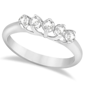 Five Stone Diamond Wedding Band For Women 18k White Gold 0.50ct - All