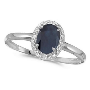 Blue Sapphire and Diamond Cocktail Ring in 14K White Gold 0.95ct - All