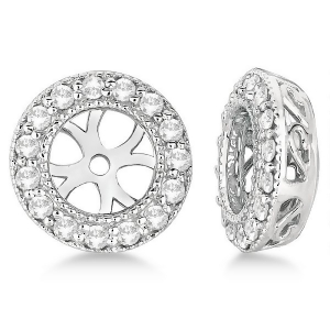 Vintage Round Cut Diamond Earring Jackets 14k White Gold 0.30ct - All
