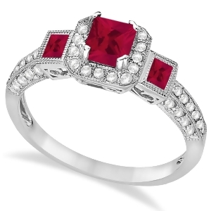 Ruby and Diamond Engagement Ring in 14k White Gold 1.35ctw - All