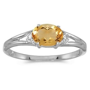 Oval Citrine and Diamond Right-Hand Ring 14K White Gold 0.45ct - All