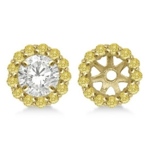 Round Yellow Diamond Earring Jackets for 5mm Studs 14K Y. Gold 0.50ct - All