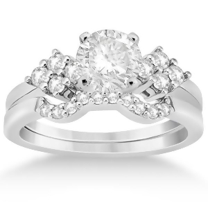 Diamond Cluster Engagment Ring and Wedding Band Palladium 0.24ct - All