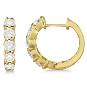 Hinged Hoop Diamond Huggie Style Earrings in 14k Yellow Gold 2.00ct - All