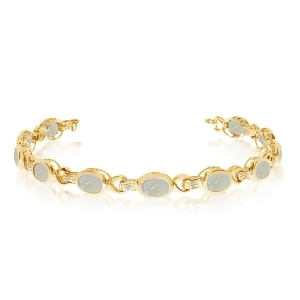 Oval Opal and Diamond Link Bracelet 14k Yellow Gold 9.62ctw - All