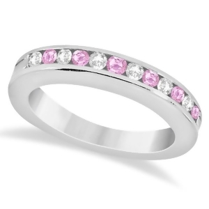 Semi-eternity Pink Sapphire Wedding Band in Platinum 0.56ct - All